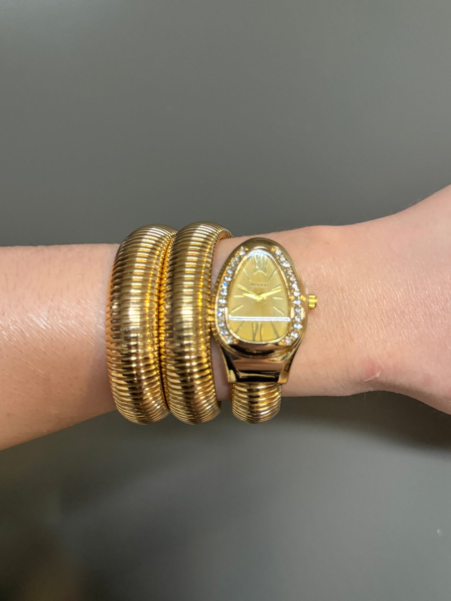 Women's Gold Snake Watch, Gold Wrap Watch, Vintage Watch