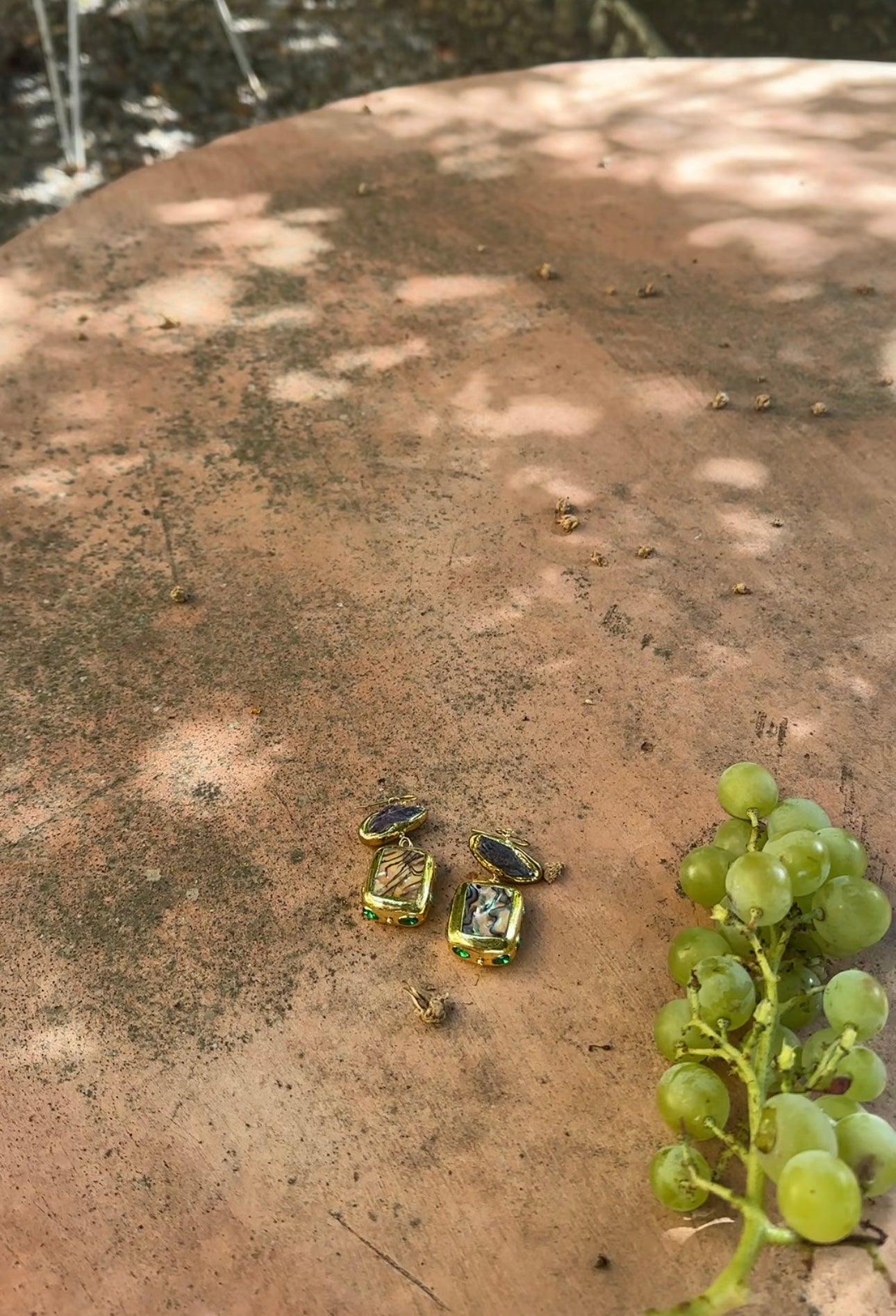 Gold Purple Amethyst Abalone Earrings