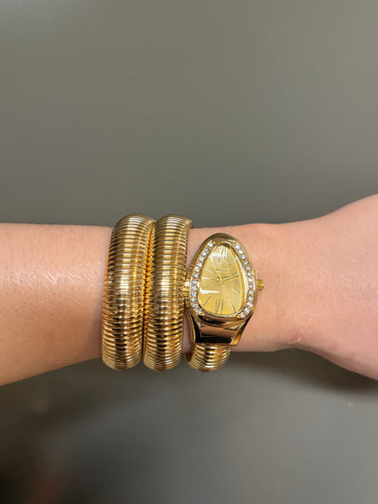 Women's Gold Snake Watch, Gold Wrap Watch, Vintage Watch
