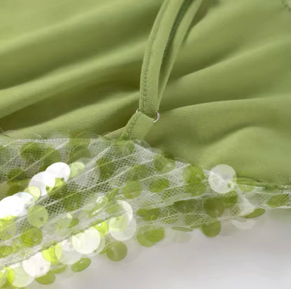 Green Sequin Maxi Dress Embellished Backless Maxi Dress