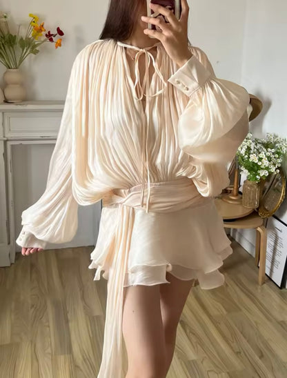 Boho Chic Mini Dress Ruffled Mini Dress Fully-pleated Ruffled Mini Dress