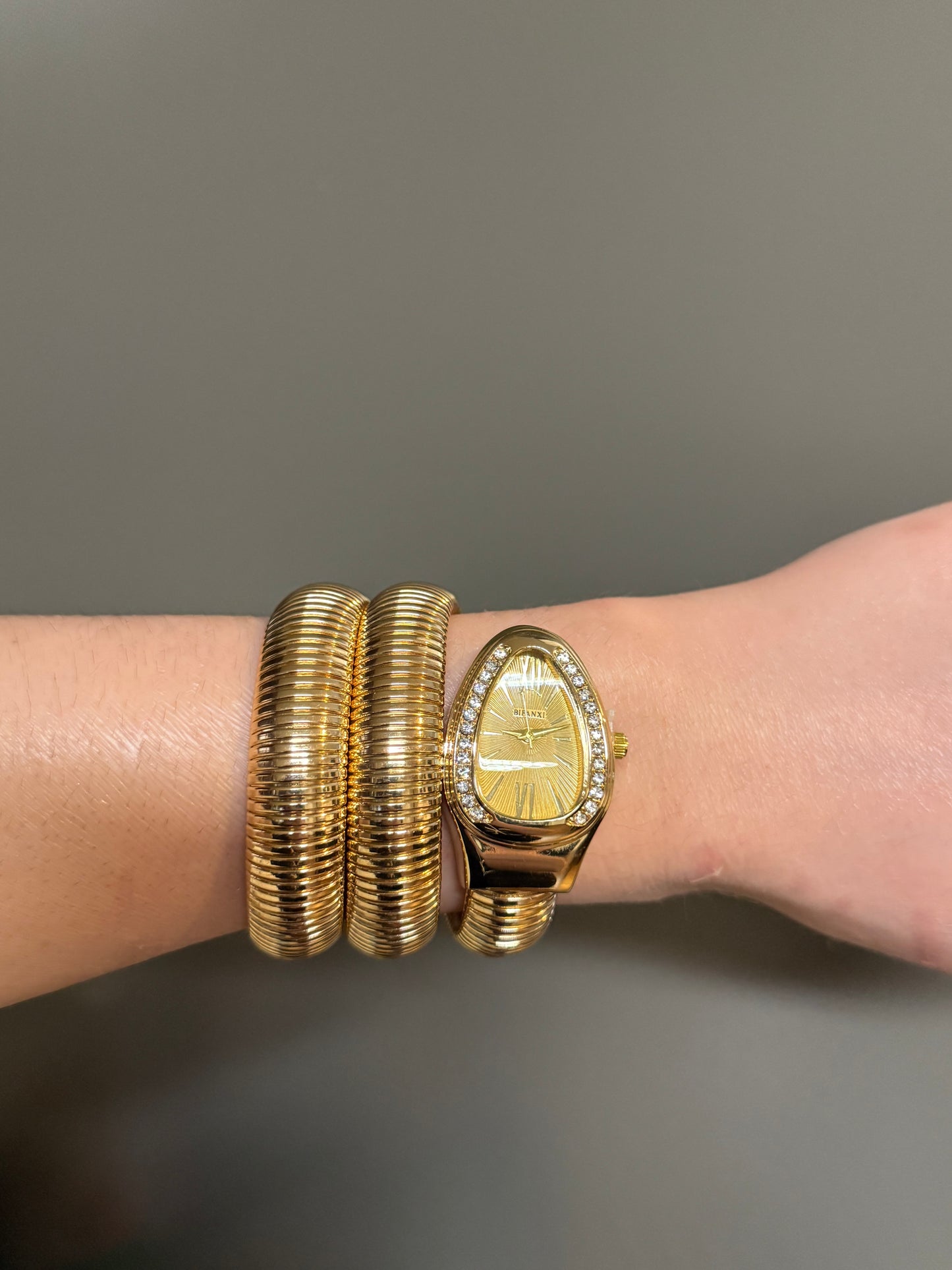 Women's Gold Snake Watch, Gold Wrap Watch, Vintage Watch