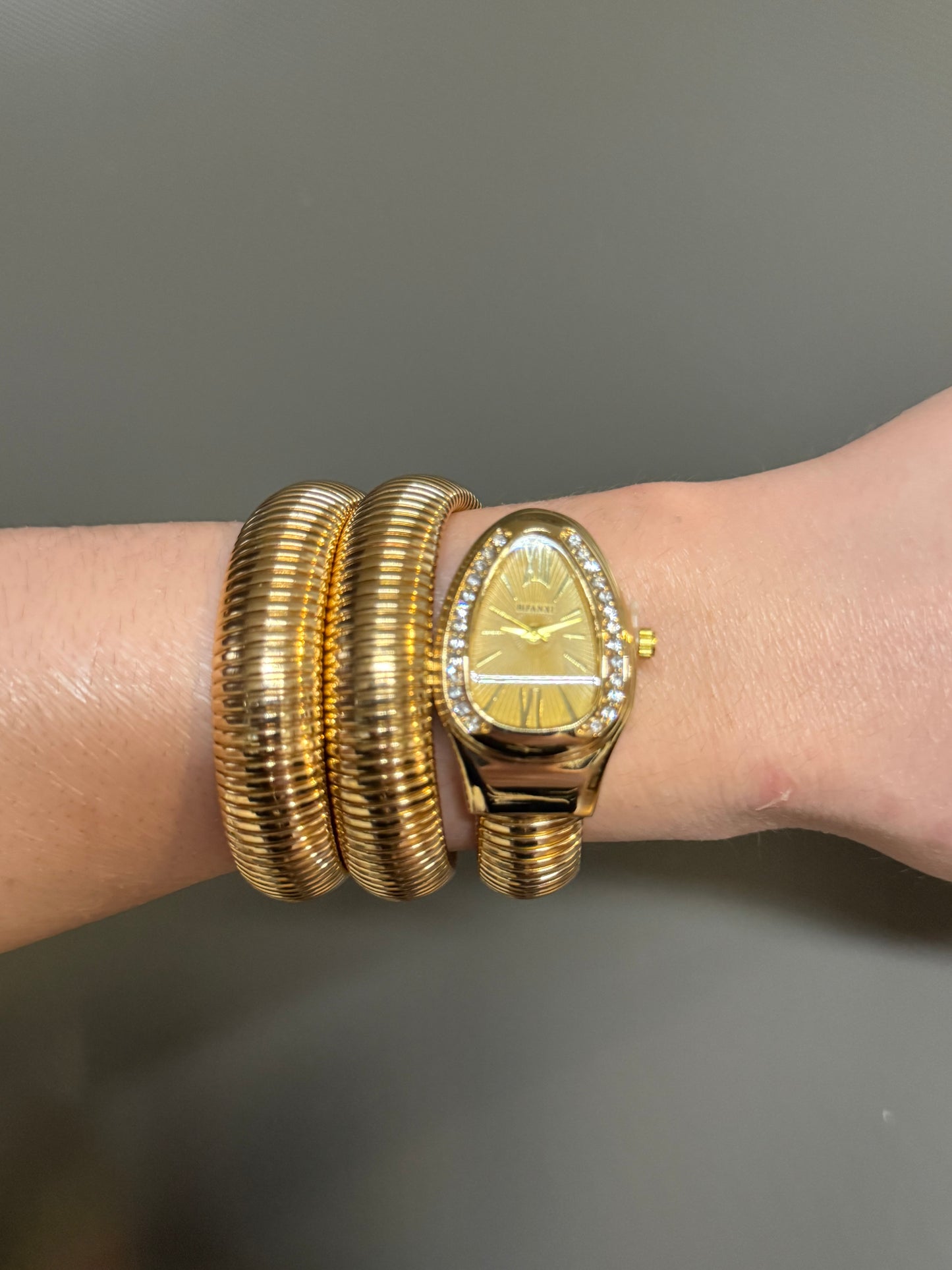Women's Gold Snake Watch, Gold Wrap Watch, Vintage Watch