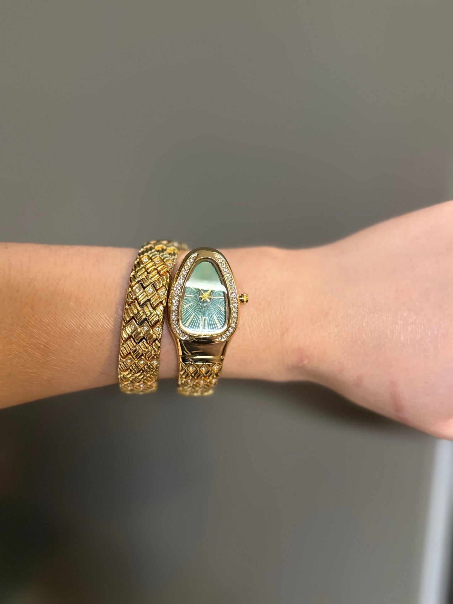 Women's Gold Snake Watch, Gold Wrap Watch, Vintage Watch