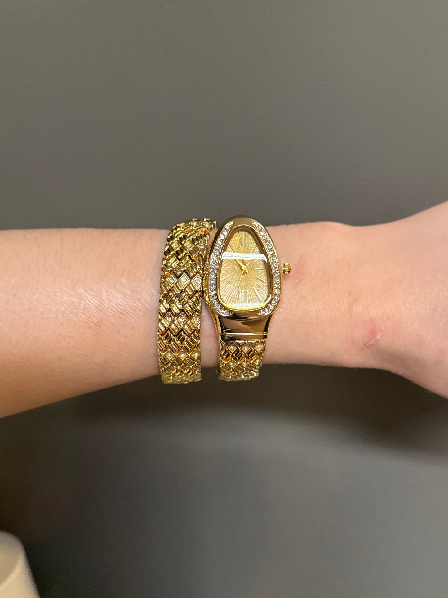 Women's Gold Snake Watch, Gold Wrap Watch, Vintage Watch