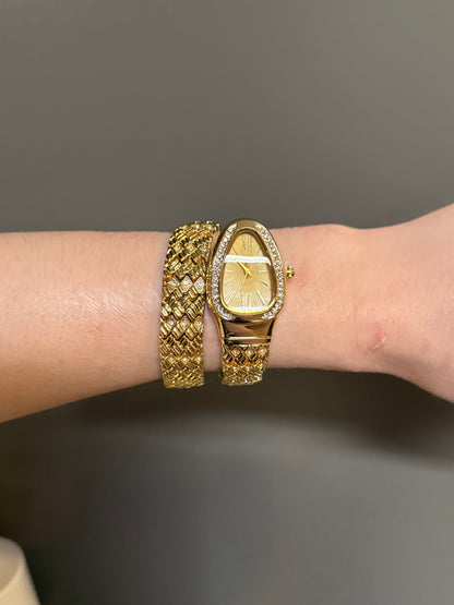 Women's Gold Snake Watch, Gold Wrap Watch, Vintage Watch