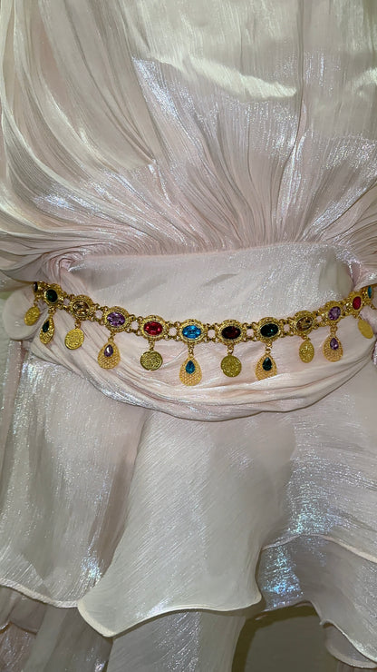 Boho Gold Gemstone Belt Tassel Belt Boho Coin Chain Belt