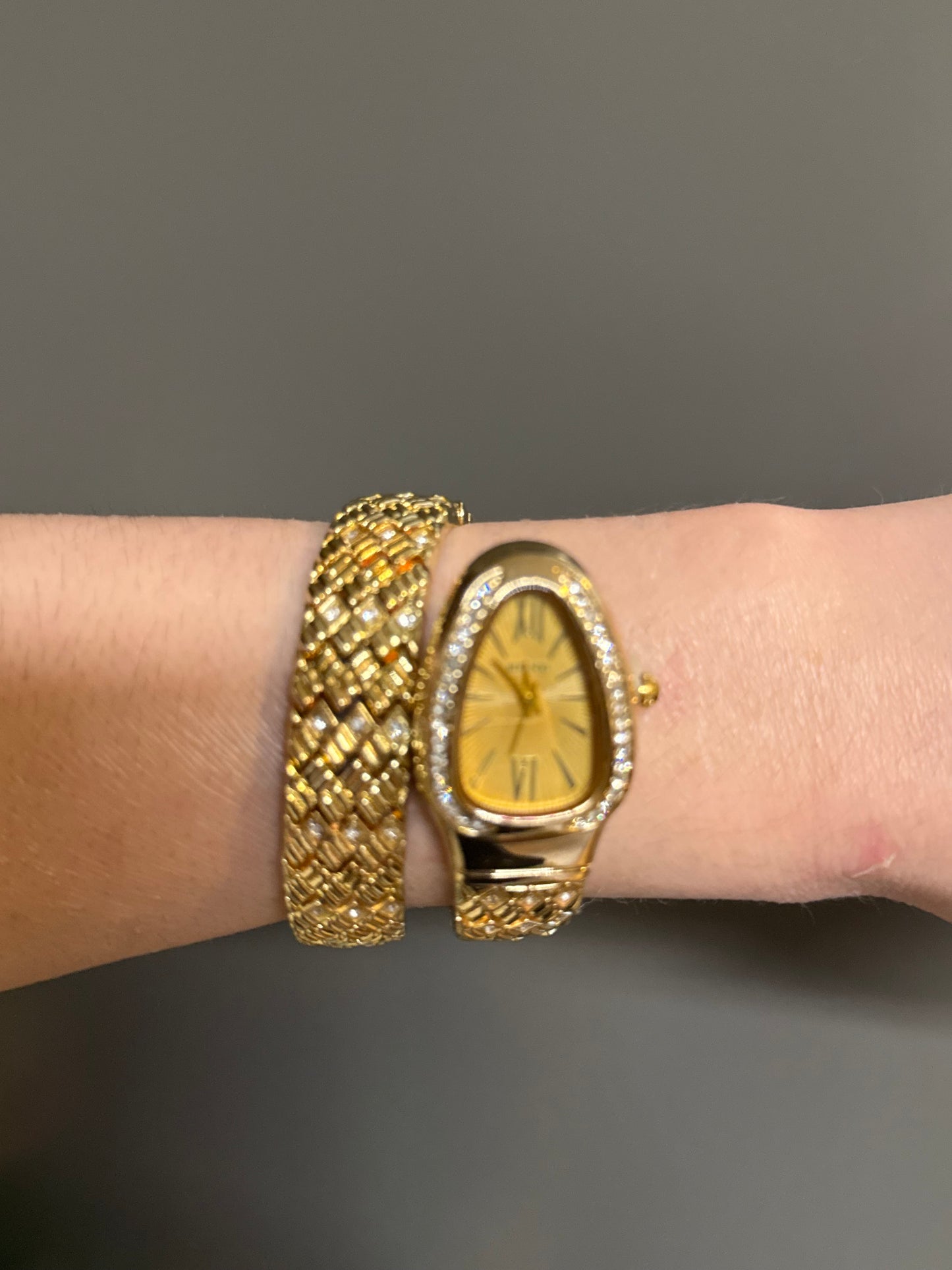 Women's Gold Snake Watch, Gold Wrap Watch, Vintage Watch
