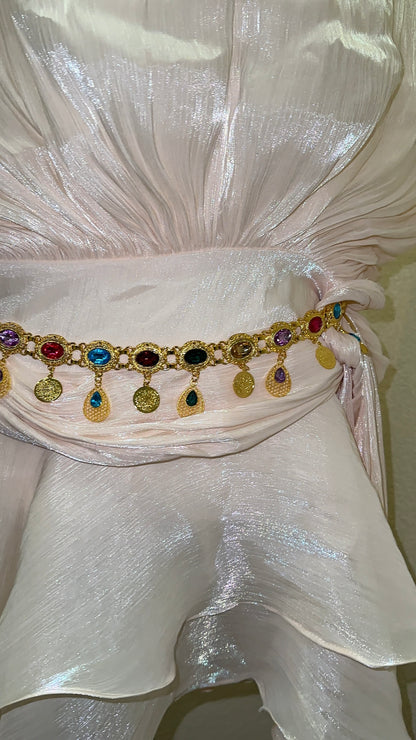 Boho Gold Gemstone Belt Tassel Belt Boho Coin Chain Belt