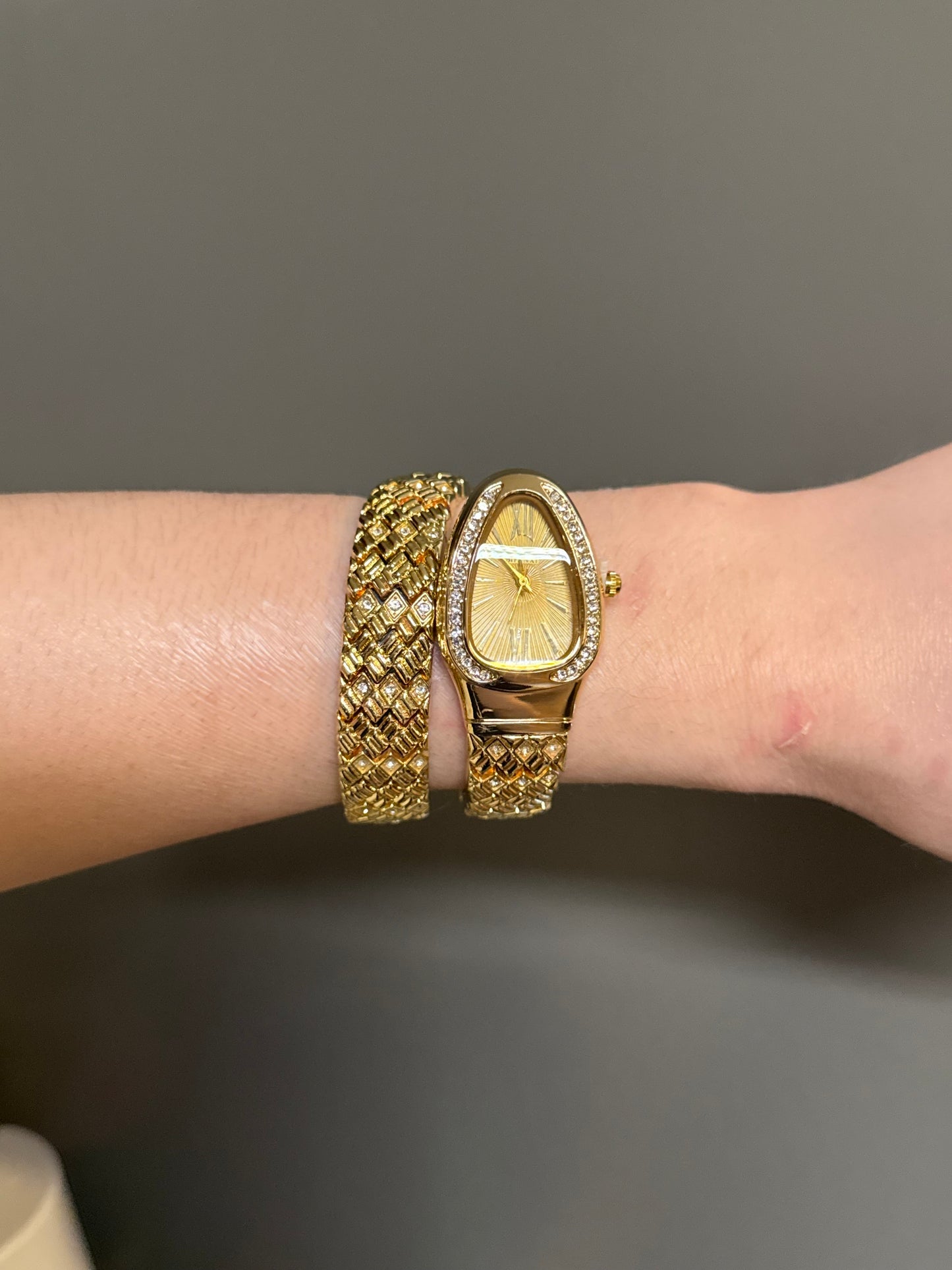 Women's Gold Snake Watch, Gold Wrap Watch, Vintage Watch