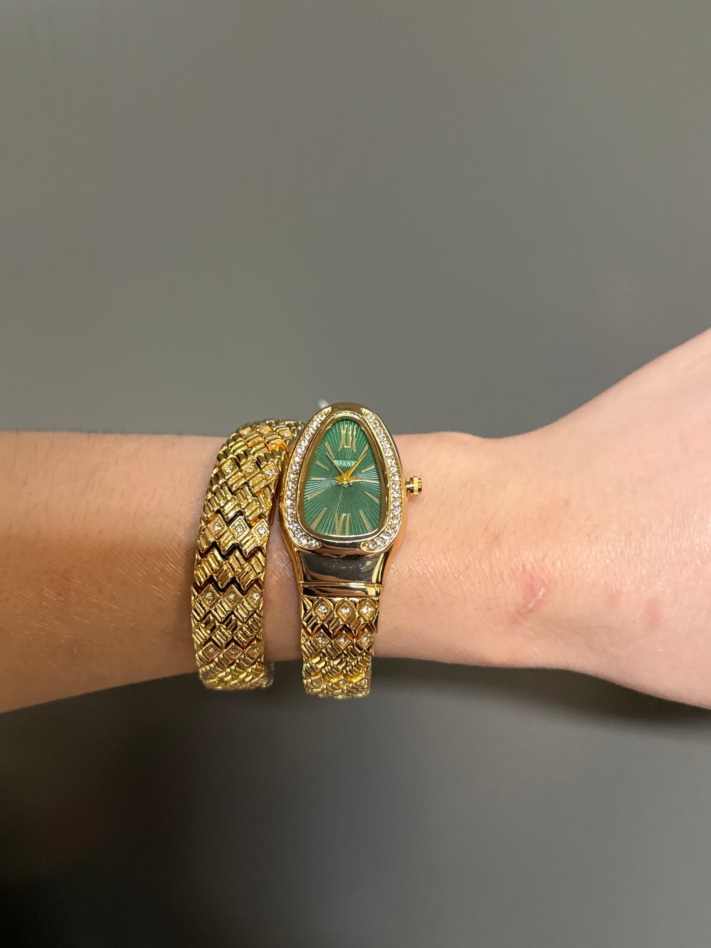 Women's Gold Snake Watch, Gold Wrap Watch, Vintage Watch