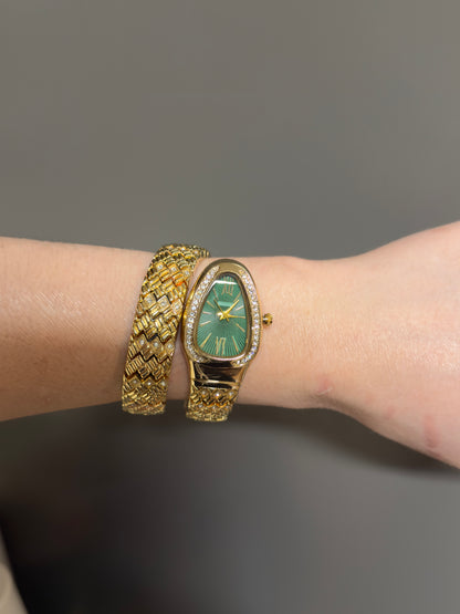 Women's Gold Snake Watch, Gold Wrap Watch, Vintage Watch