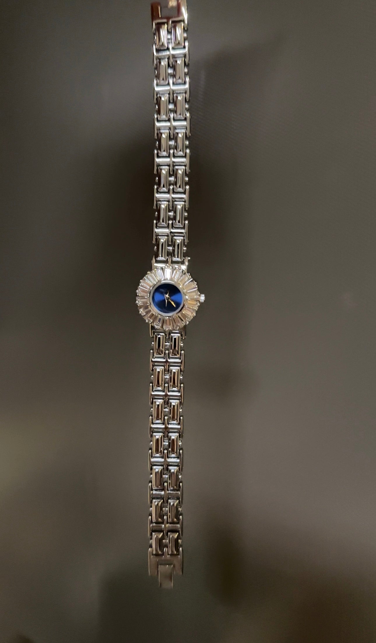 Women's Vintage Silver Watch, Blue Face Silver Crystal Gemstone Watch, Unique Watch, Vintage Inspired Watch