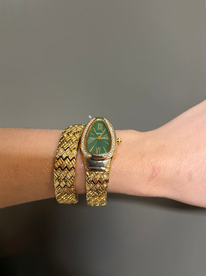 Women's Gold Snake Watch, Gold Wrap Watch, Vintage Watch