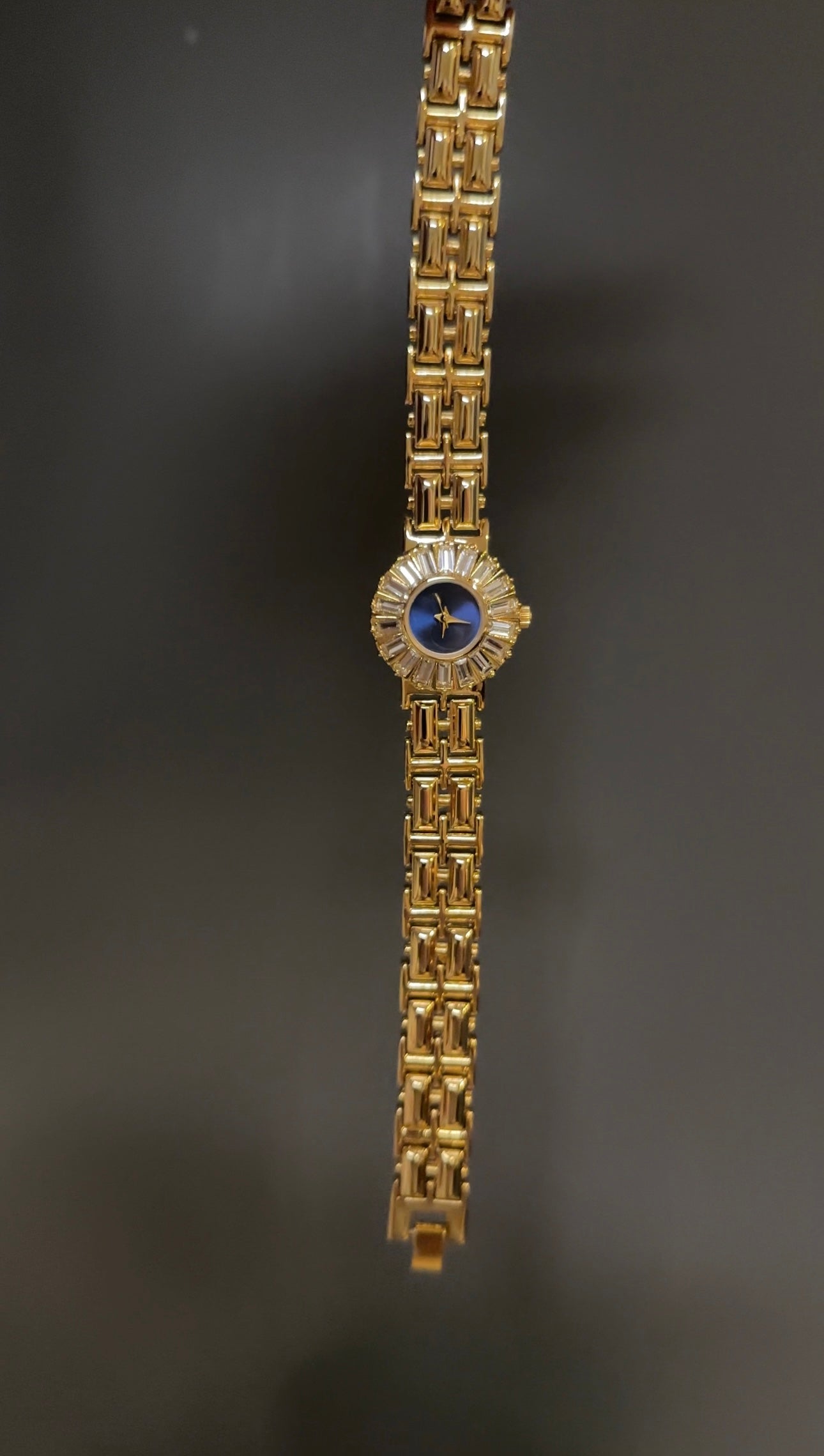 Women's Vintage Gold Watch, Blue Face Gold Crystal Gemstone Watch, Unique Watch, Vintage Inspired Watch