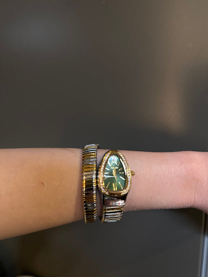 Women's Gold Watch, Snake Gold Watch, Wrap Watch, Vintage Watch, Gemstone Watch, Women's Watch, Vintage Inspired Watch, Gift for Her