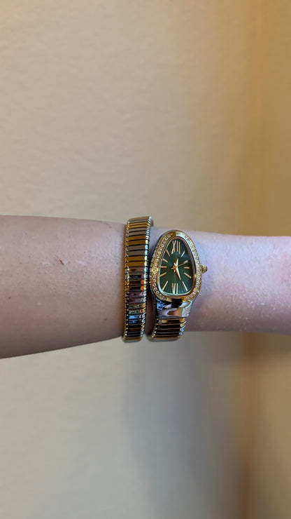 Women's Gold Watch, Snake Gold Watch, Wrap Watch, Vintage Watch, Gemstone Watch, Women's Watch, Vintage Inspired Watch, Gift for Her