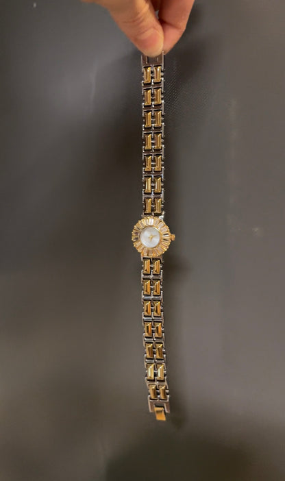 Women's Vintage Gold Watch, Silver and Gold Crystal Gemstone Watch, Unique Watch, Vintage Inspired Watch