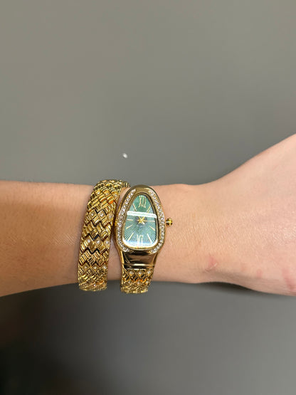 Women's Gold Snake Watch, Gold Wrap Watch, Vintage Watch