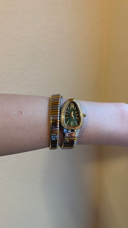 Women's Gold Watch, Snake Gold Watch, Wrap Watch, Vintage Watch, Gemstone Watch, Women's Watch, Vintage Inspired Watch, Gift for Her