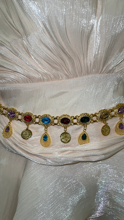 Boho Gold Gemstone Belt Tassel Belt Boho Coin Chain Belt