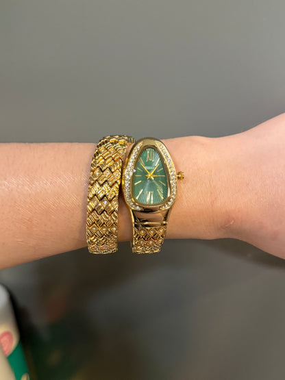 Women's Gold Snake Watch, Gold Wrap Watch, Vintage Watch