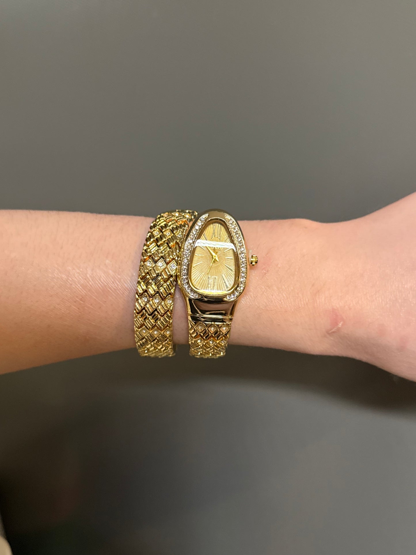 Women's Gold Snake Watch, Gold Wrap Watch, Vintage Watch