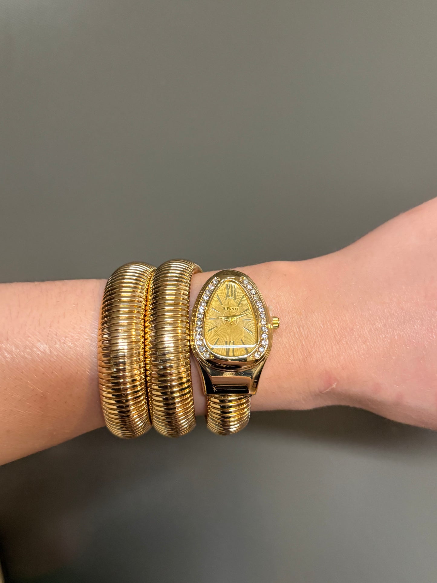 Women's Gold Snake Watch, Gold Wrap Watch, Vintage Watch