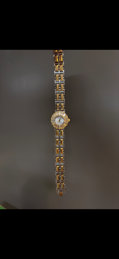 Women's Vintage Gold Watch, Silver and Gold Crystal Gemstone Watch, Unique Watch, Vintage Inspired Watch