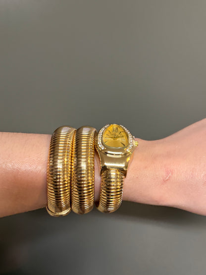 Women's Gold Snake Watch, Gold Wrap Watch, Vintage Watch