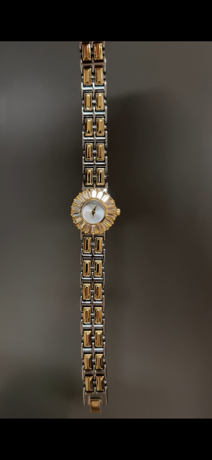 Women's Vintage Gold Watch, Silver and Gold Crystal Gemstone Watch, Unique Watch, Vintage Inspired Watch