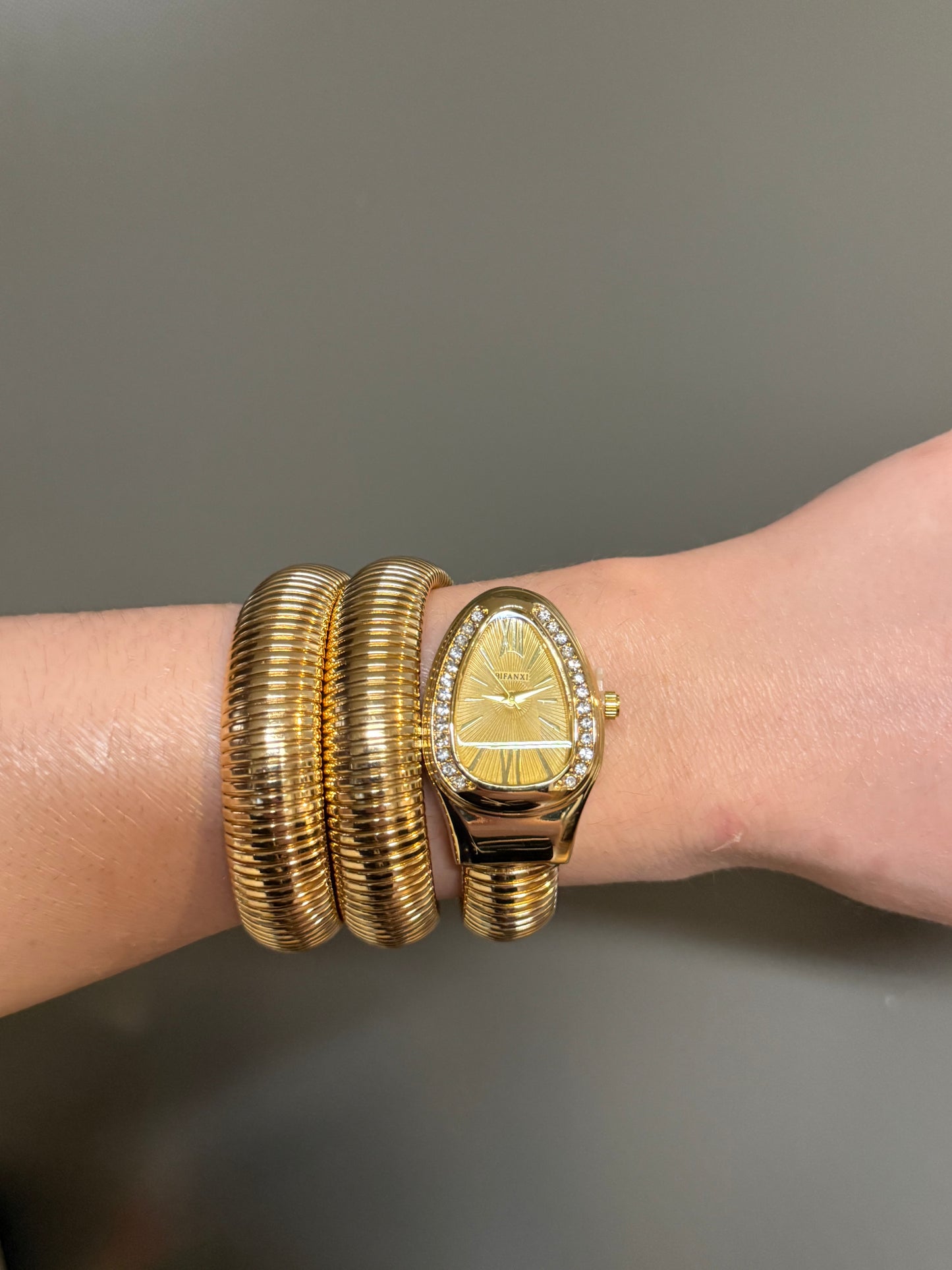 Women's Gold Snake Watch, Gold Wrap Watch, Vintage Watch
