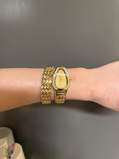 Women's Gold Snake Watch, Gold Wrap Watch, Vintage Watch