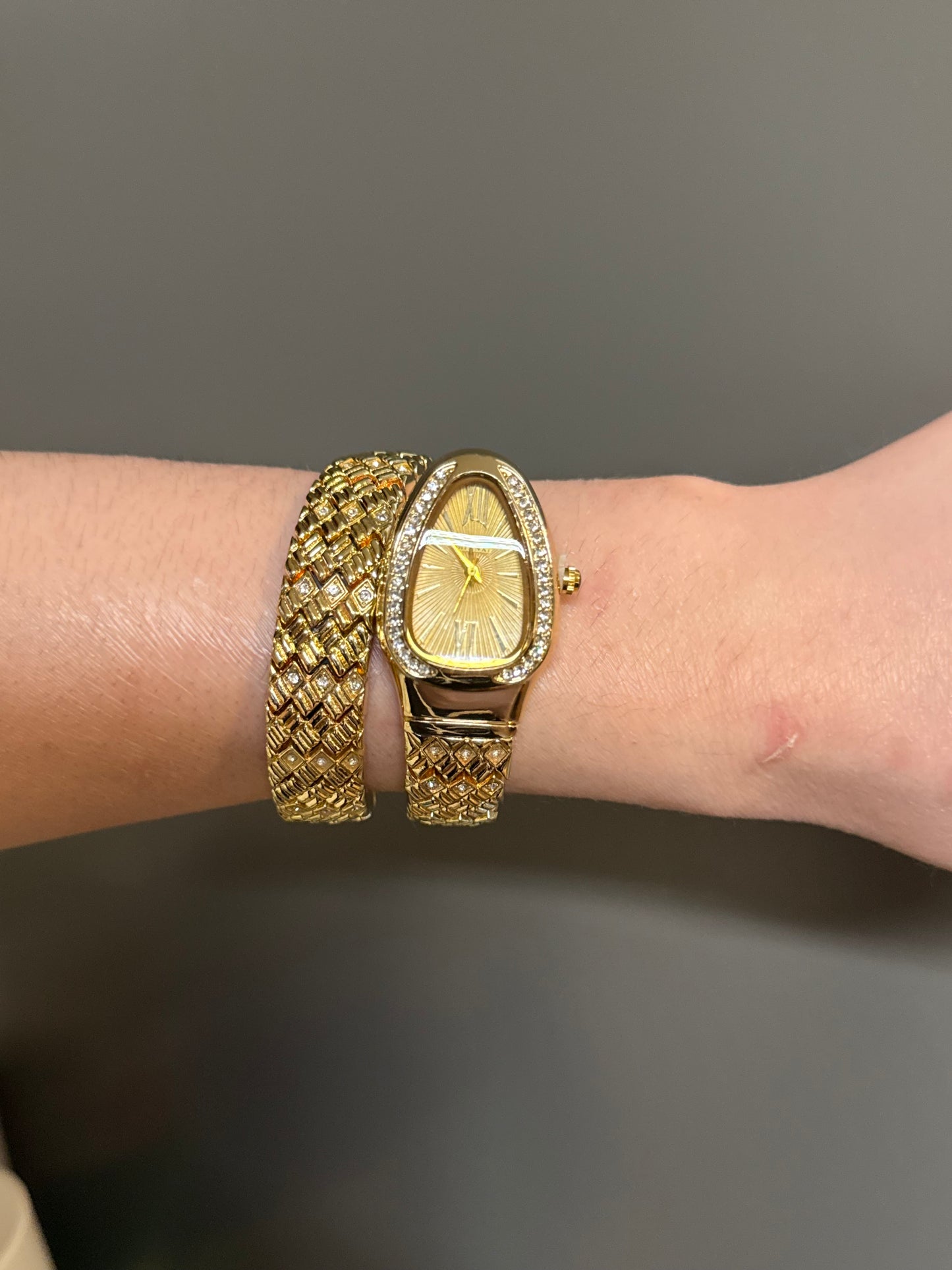 Women's Gold Snake Watch, Gold Wrap Watch, Vintage Watch