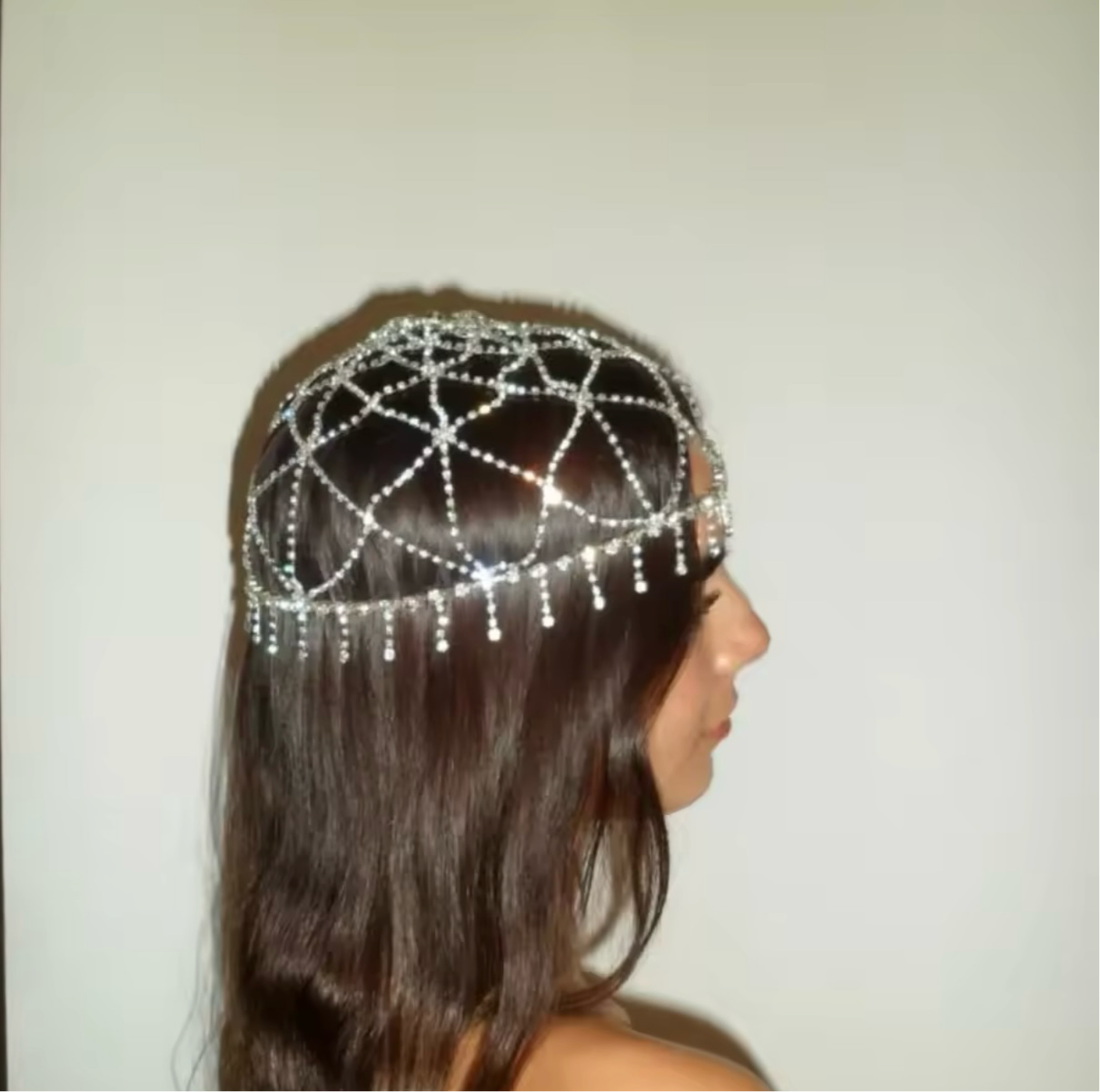 Silver Crystal Rhinestone Headpiece Head Chain Headdress Festival Jewelry