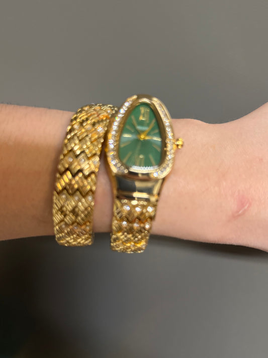 Women's Gold Snake Watch, Gold Wrap Watch, Vintage Watch