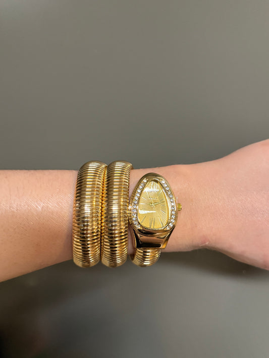 Women's Gold Snake Watch, Gold Wrap Watch, Vintage Watch