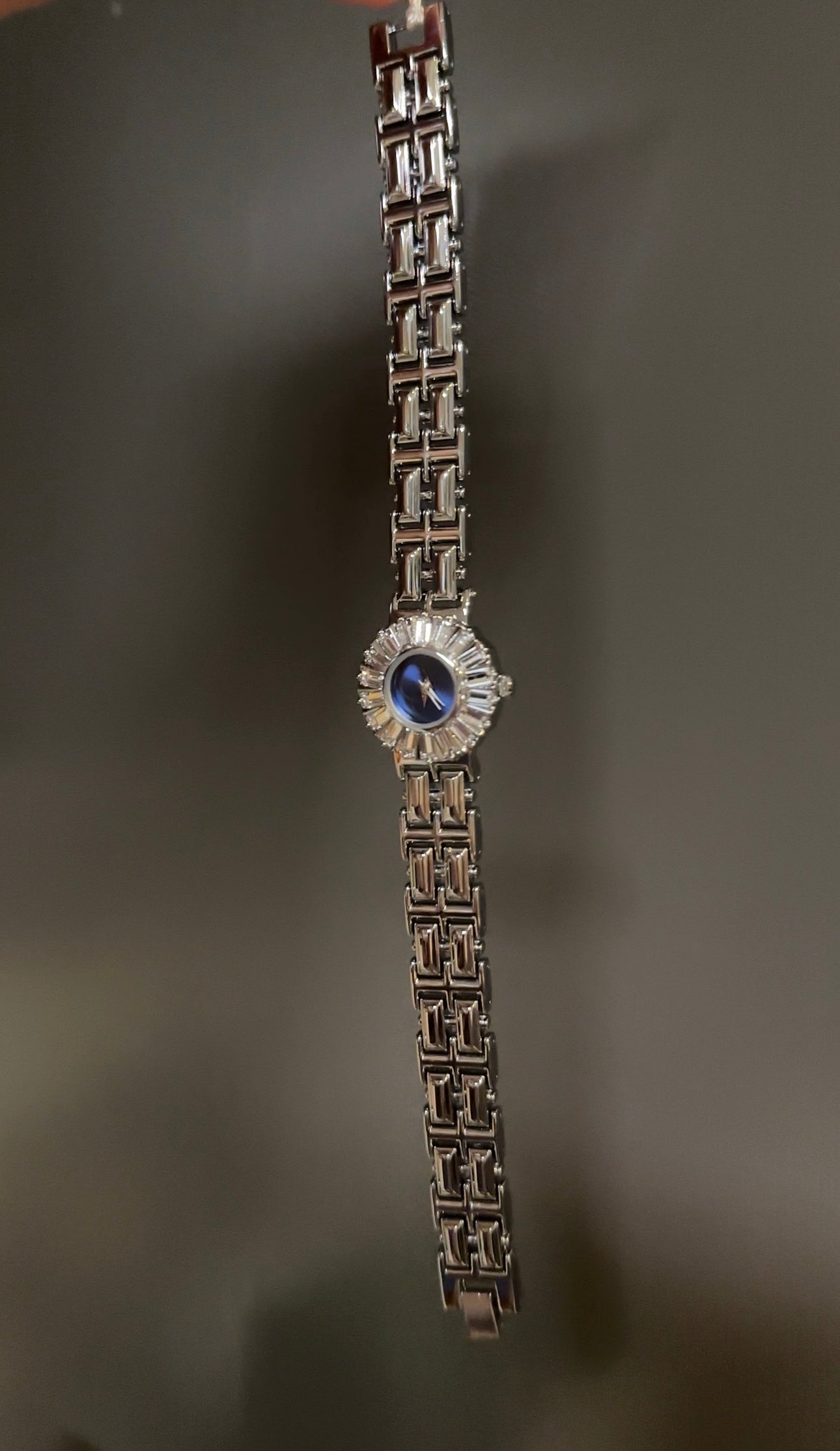 Women's Vintage Silver Watch, Blue Face Silver Crystal Gemstone Watch, Unique Watch, Vintage Inspired Watch