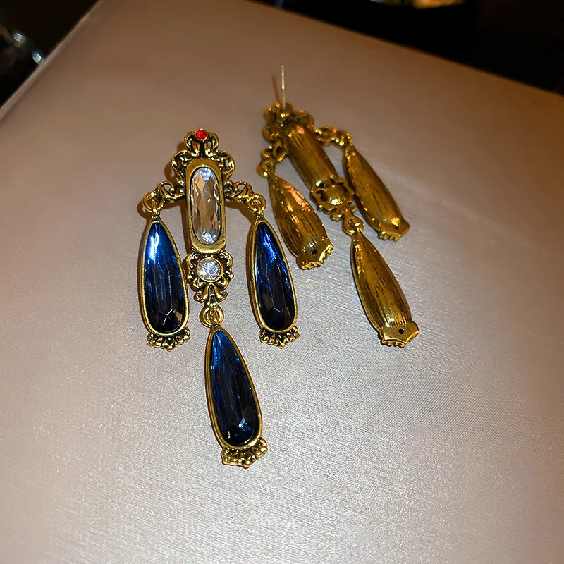 Vintage Inspired Baroque Gemstone Drop Earrings