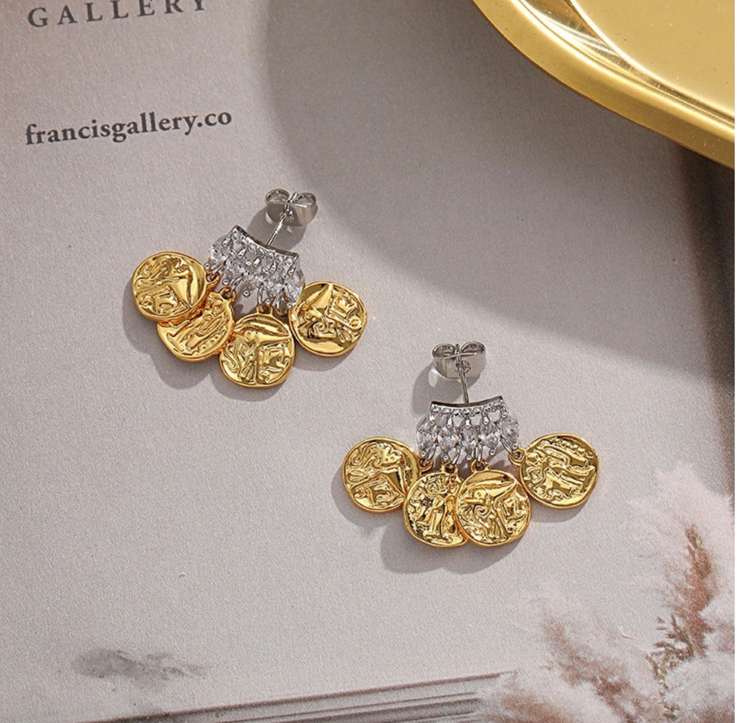 Gold Coin Dangle Earrings