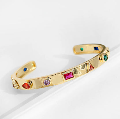 Rainbow Gemstone Gold-plated Bracelet