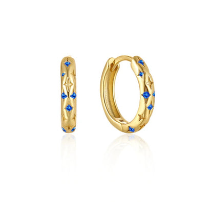 Gold Huggie Gemstone Hoop Earrings