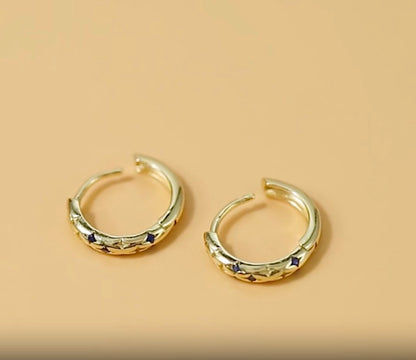 Gold Huggie Gemstone Hoop Earrings